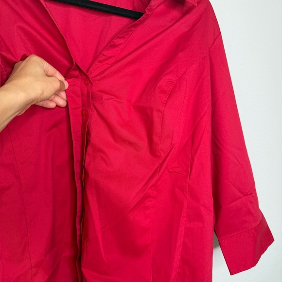 Lee Riders Red Button-Down 3/4 Sleeve Blouse Size 1X NWT - Picture 9 of 12